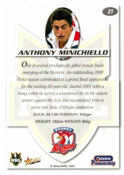 2001 Select Impact #21 Anthony Minichiello Back